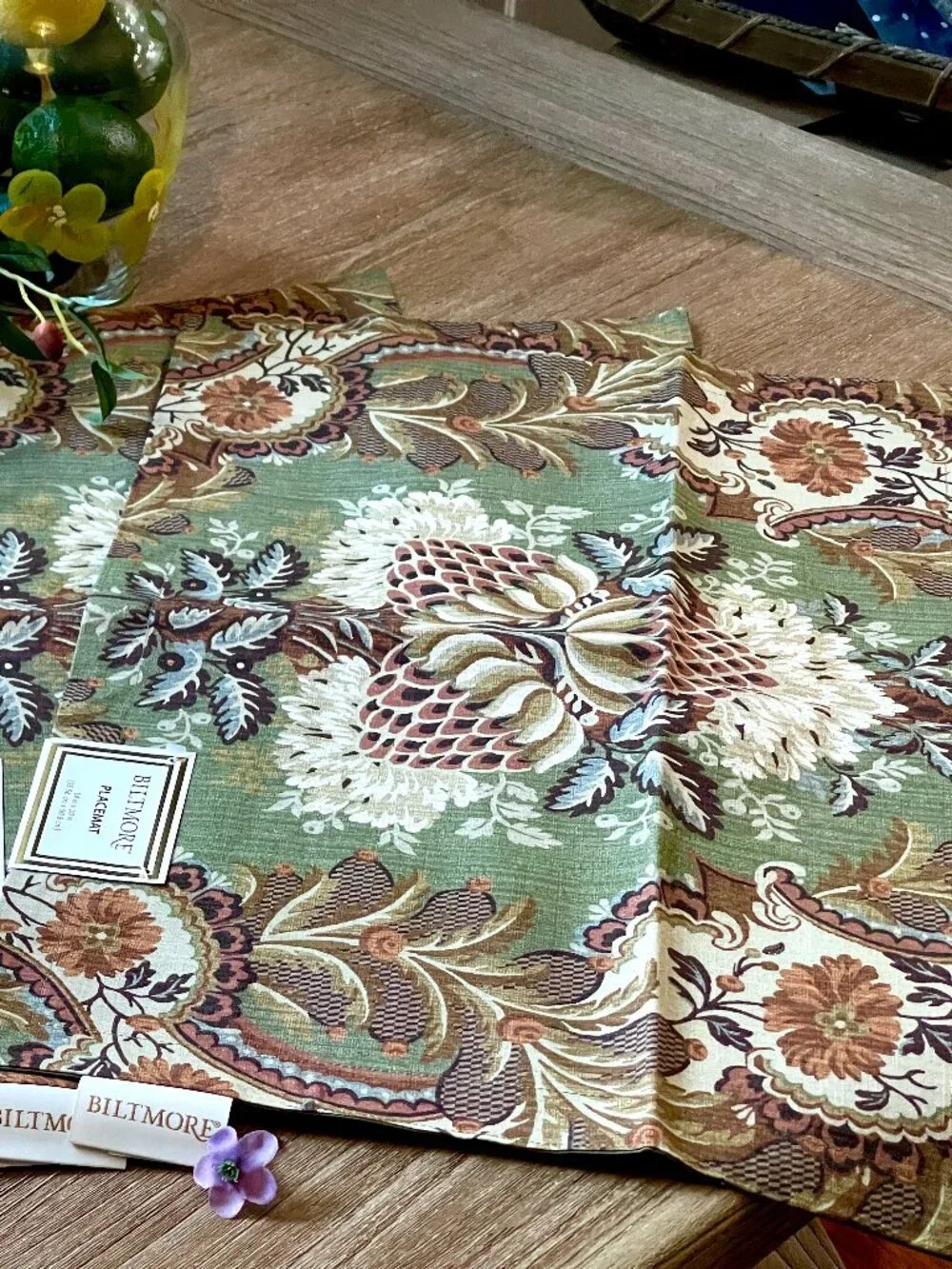 Biltmore Fall Tapestry Floral Jacquard Placemats Set of 6 NWT